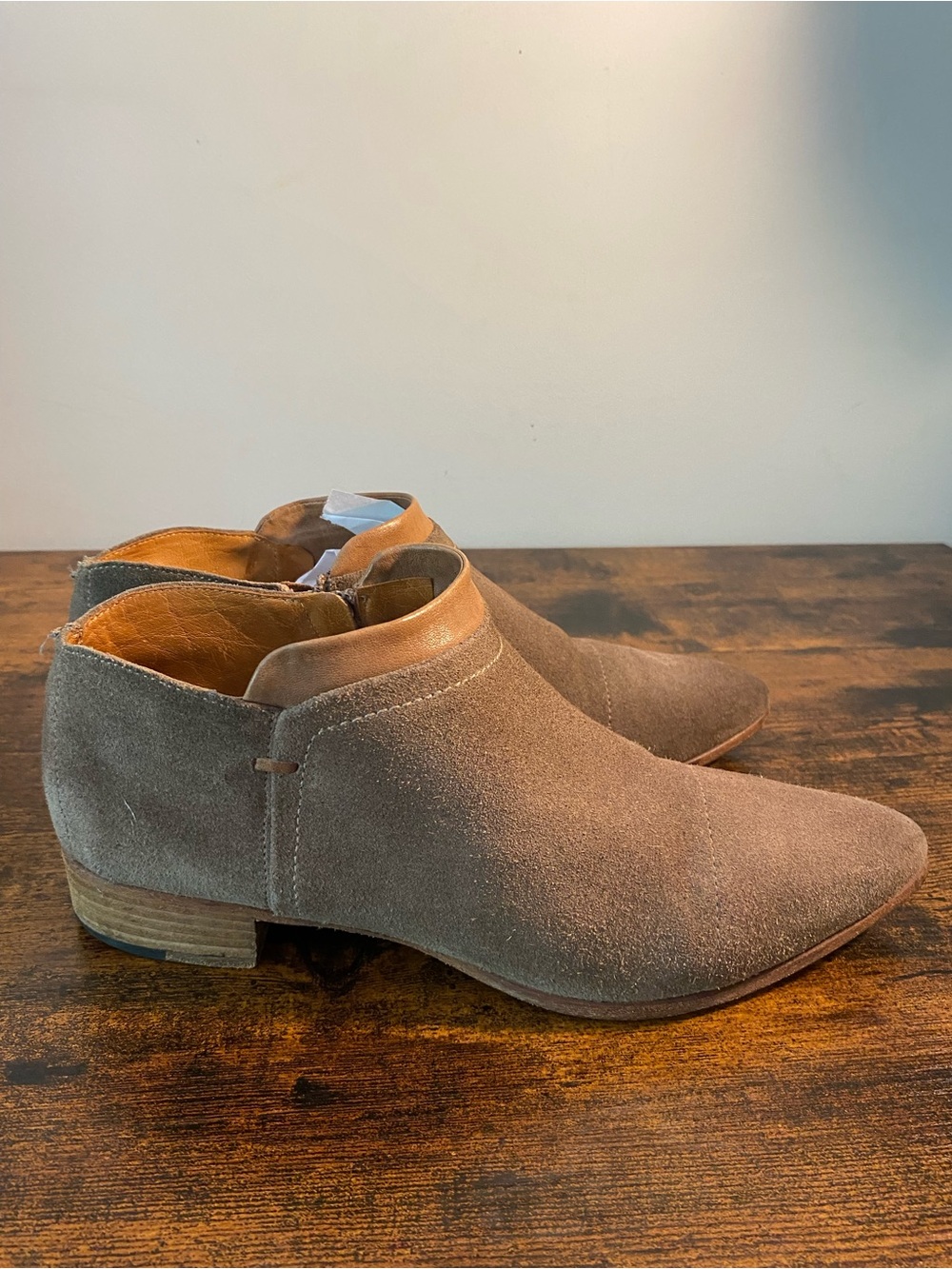 Alberto Fermani Suede Booties in Taupe Gray